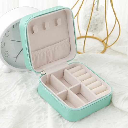 Portable Jewelry Storage Box Home Travel Earrings Necklace Ring Jewelry Box Mini Layered Jewelry Display Case - Forge & Form