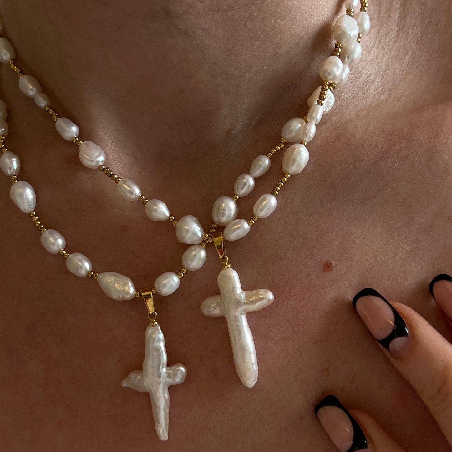 Pearls & Shell Cross Necklace - Forge & Form