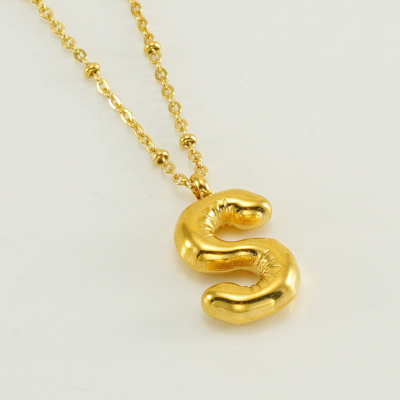 Large Bubble Letter Pendant Necklace