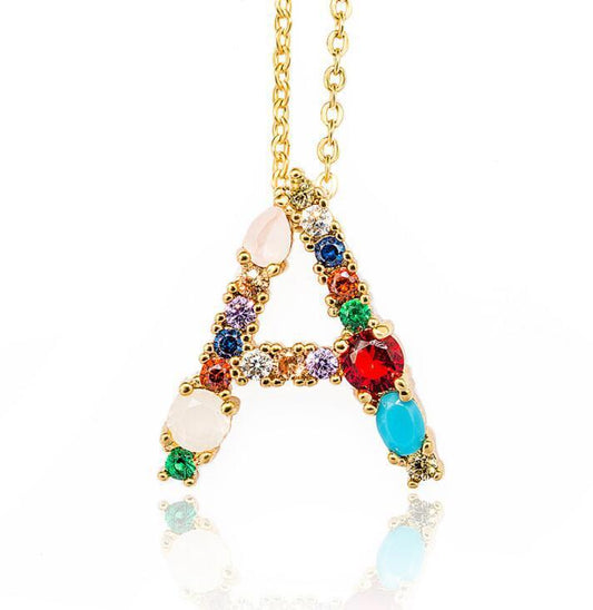 Jeweled Initial Necklace