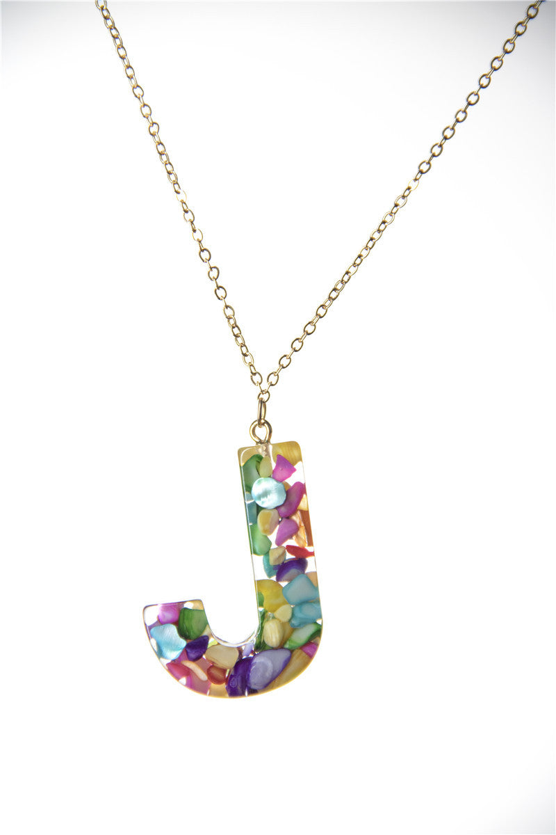 Resin Initial Necklace