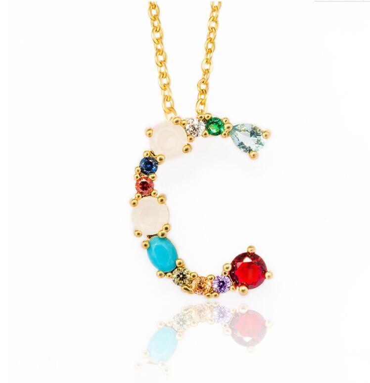 Jeweled Initial Necklace