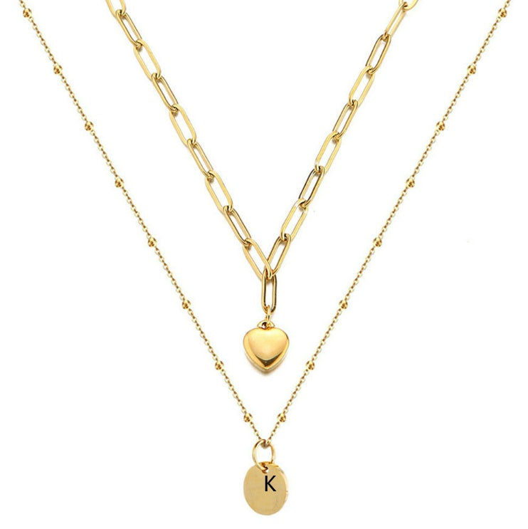 Paperclip Chain Layered Initial Necklace