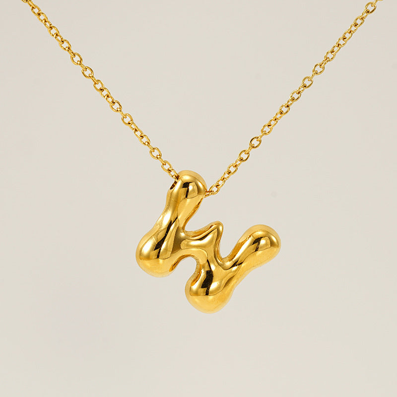 Glossy Bubble Letter Necklace