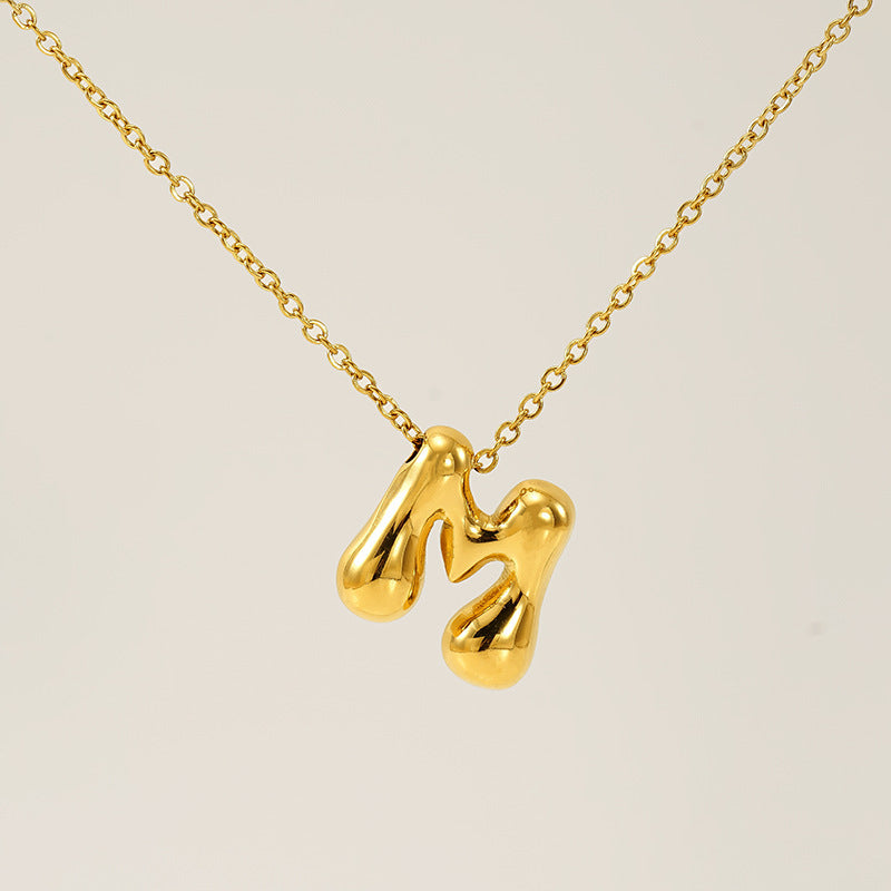 Glossy Bubble Letter Necklace