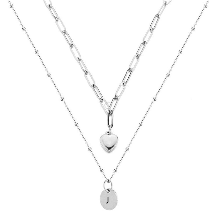Paperclip Chain Layered Initial Necklace