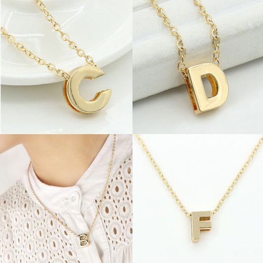 Bulky Block Letter Initial Necklace