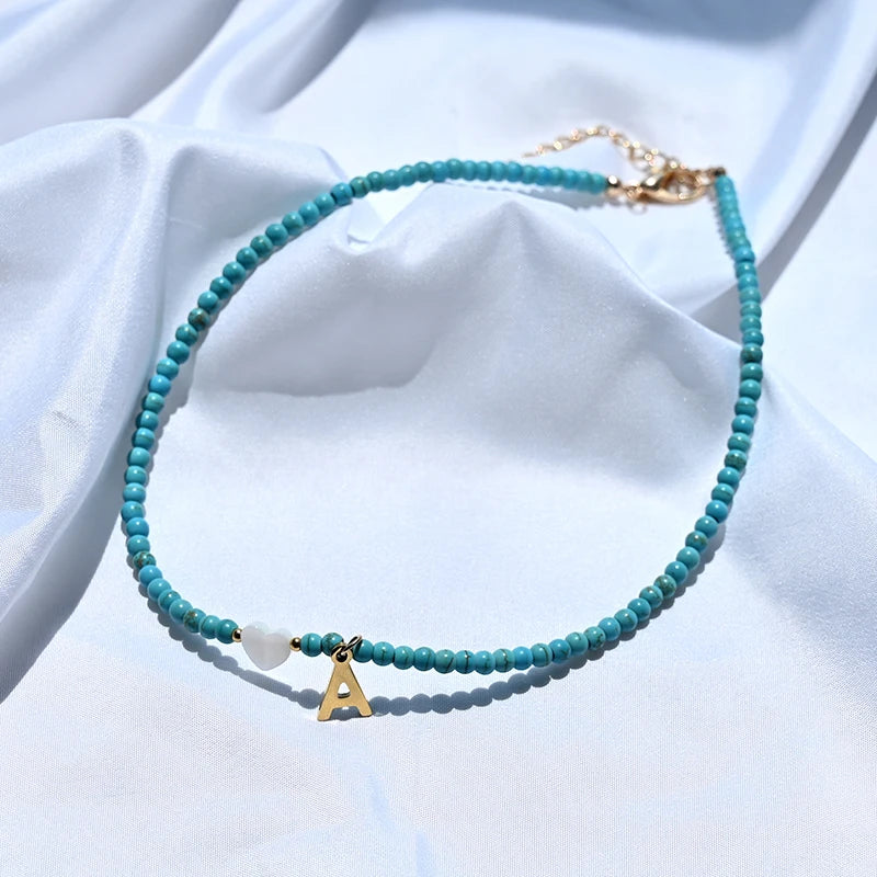 Beaded Offset Monogram Choker