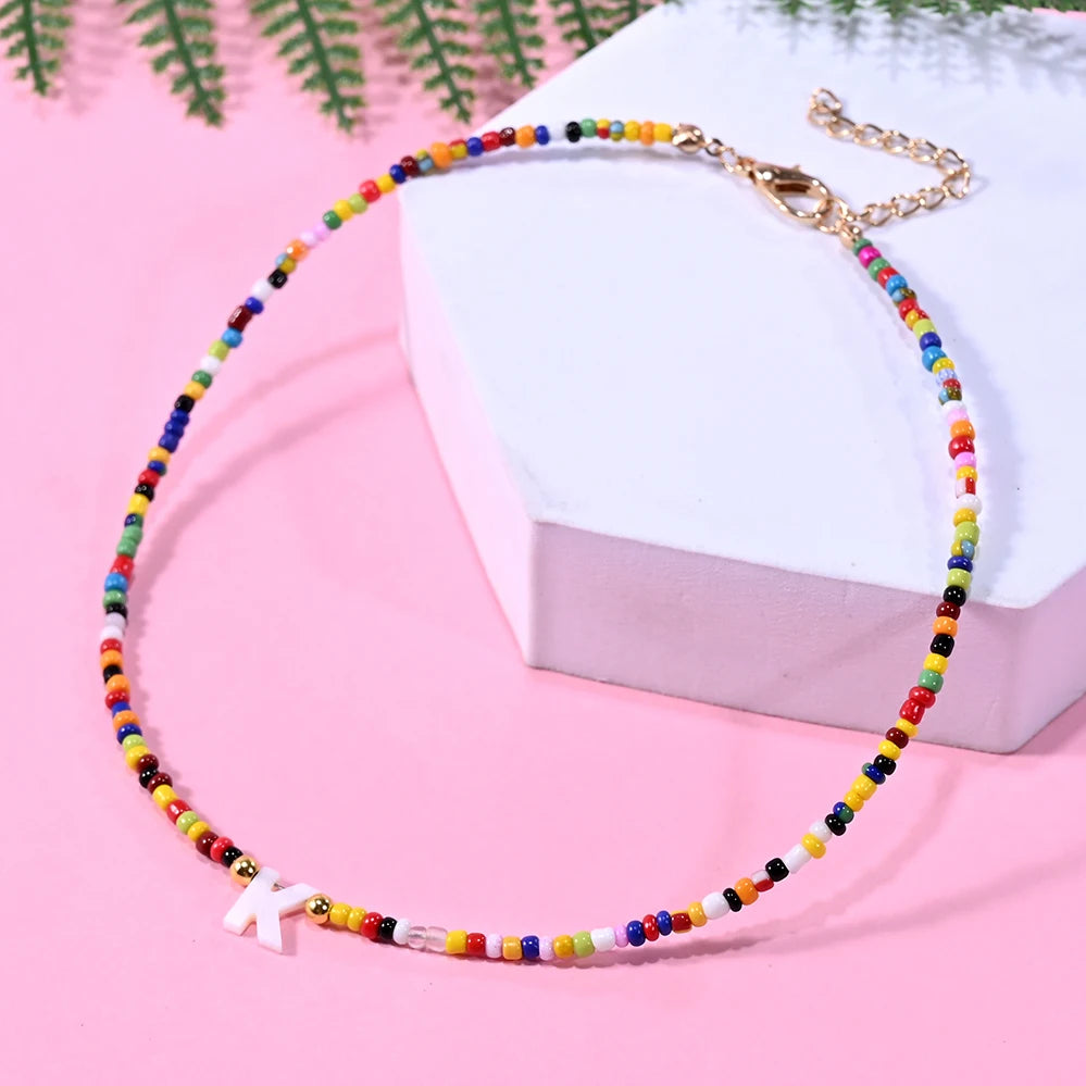 Beaded Monogram Choker Necklace