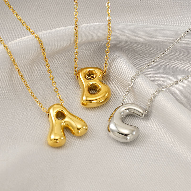 Glossy Bubble Letter Necklace