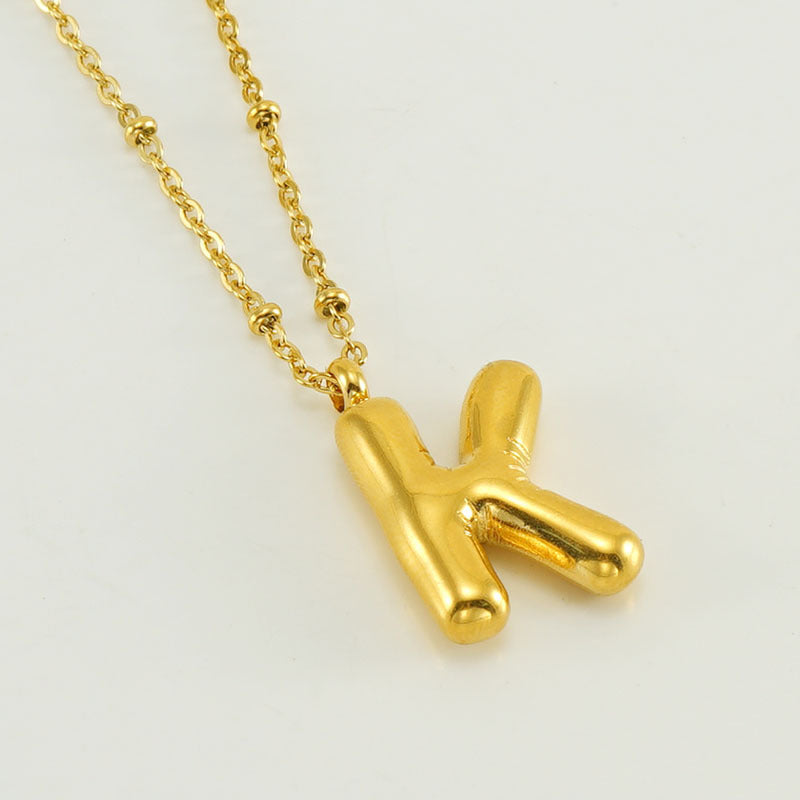 Large Bubble Letter Pendant Necklace
