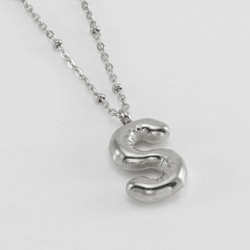 Large Bubble Letter Pendant Necklace