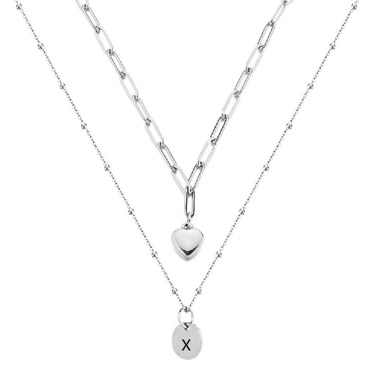 Paperclip Chain Layered Initial Necklace