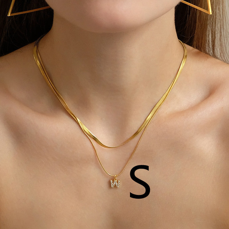 Herringbone Layered Initial Necklace