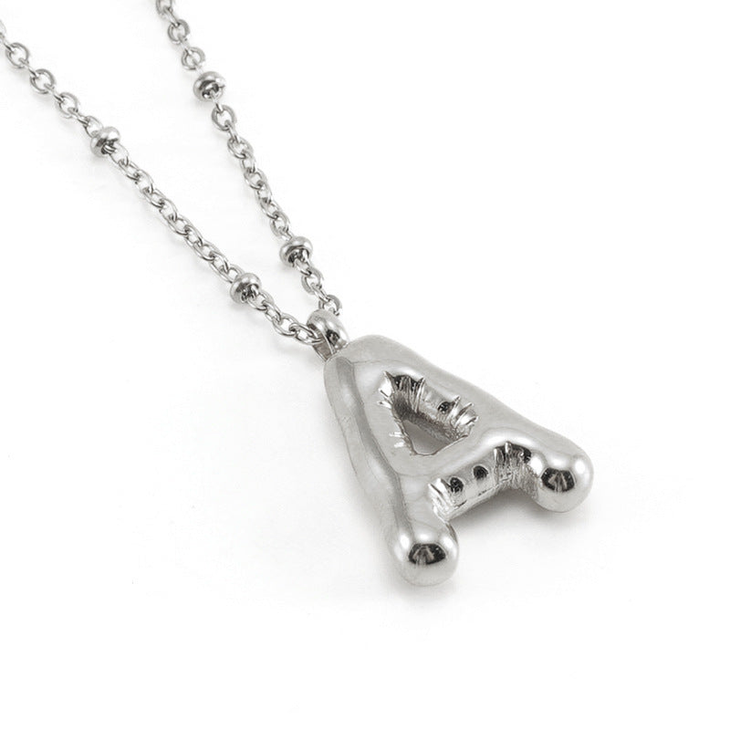 Large Bubble Letter Pendant Necklace