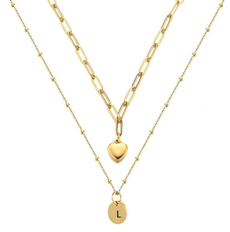 Paperclip Chain Layered Initial Necklace