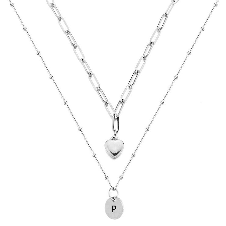 Paperclip Chain Layered Initial Necklace