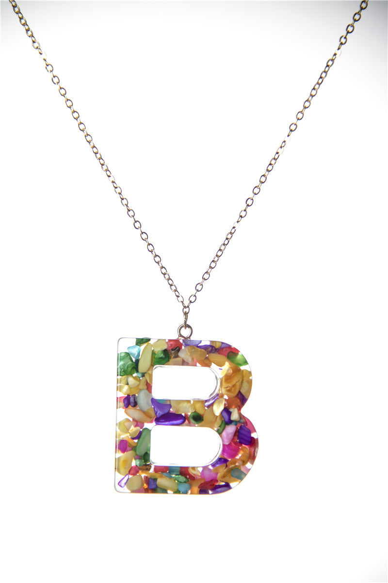 Resin Initial Necklace