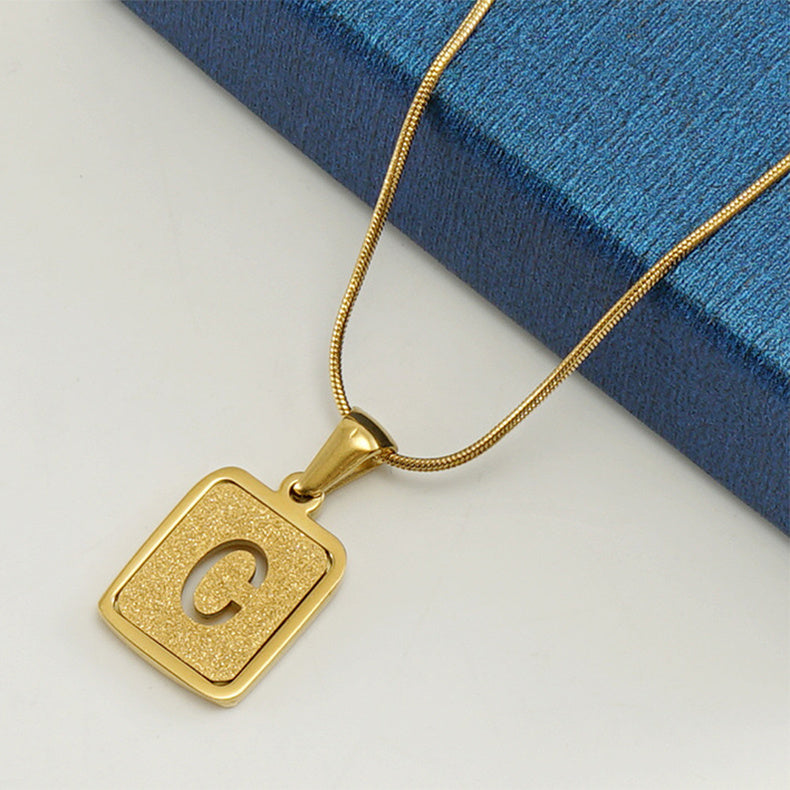 Square Hallow Letter Initial Necklace