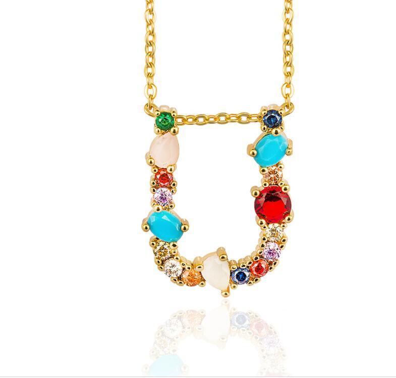 Jeweled Initial Necklace