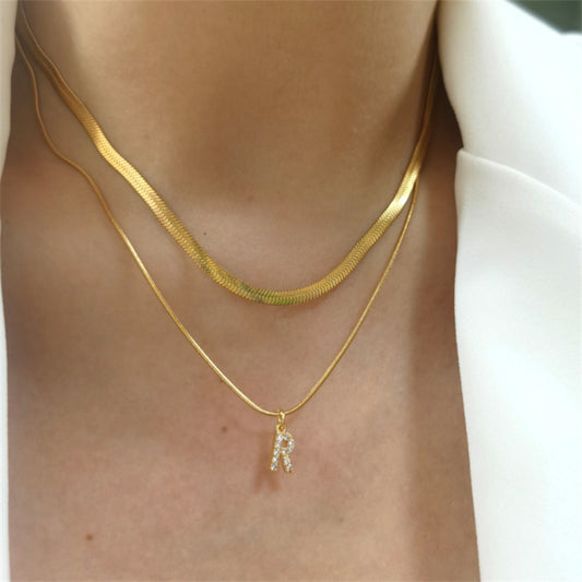 Herringbone Layered Initial Necklace