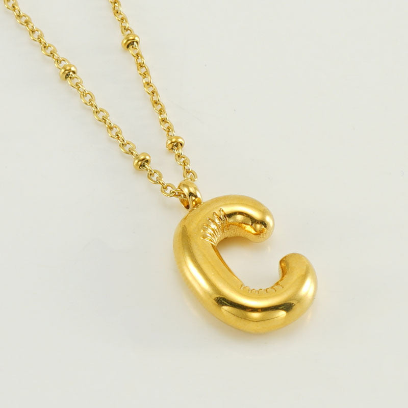 Large Bubble Letter Pendant Necklace