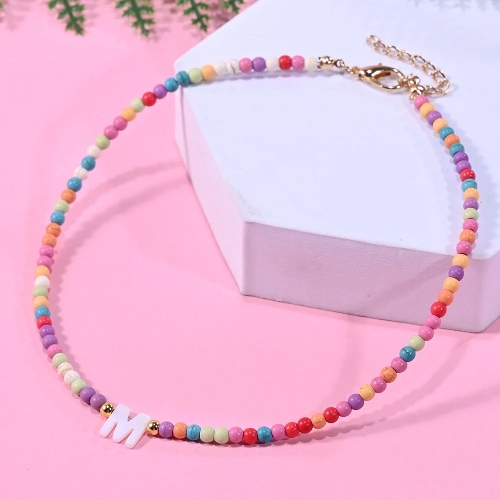 Beaded Monogram Choker Necklace