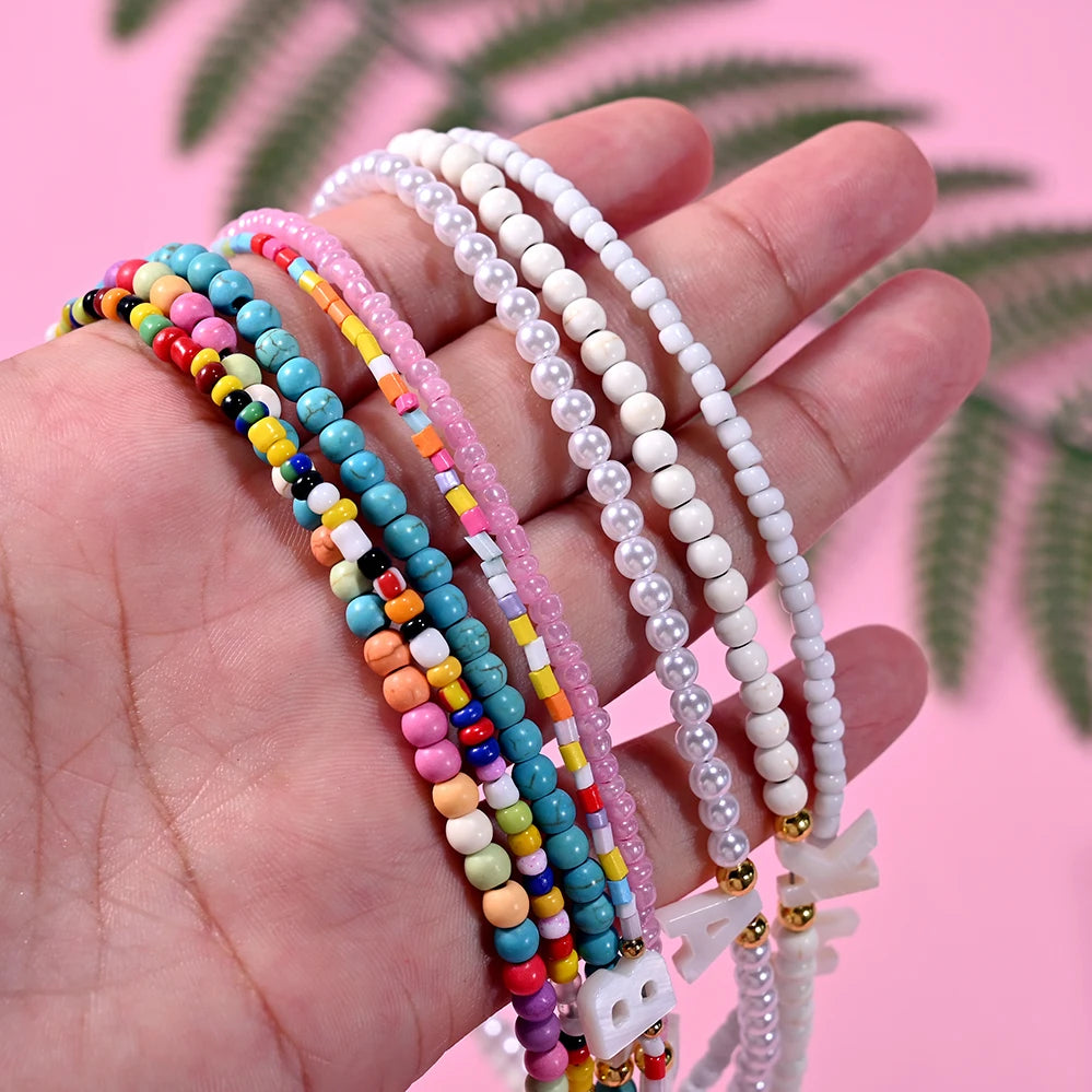 Beaded Monogram Choker Necklace