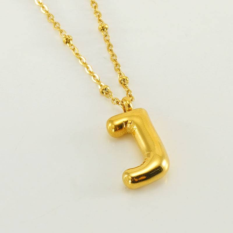 Large Bubble Letter Pendant Necklace