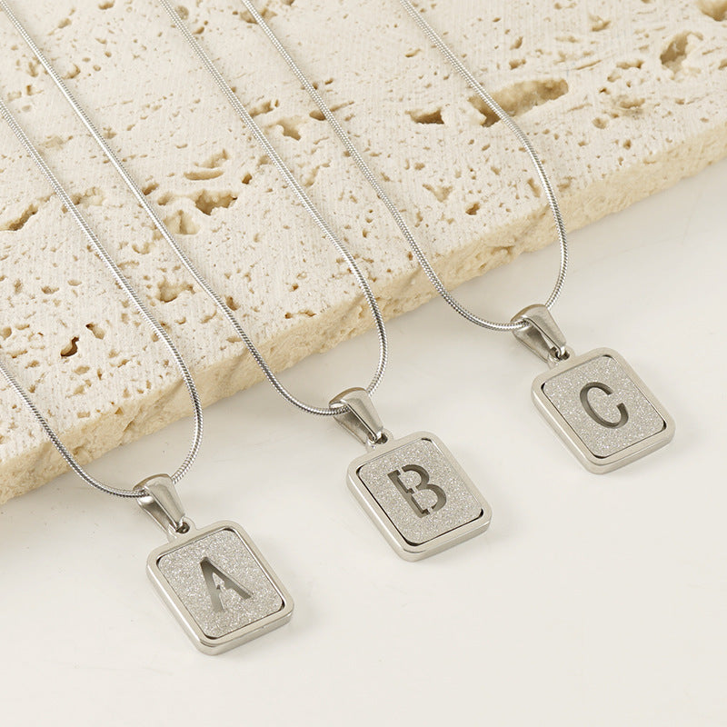 Square Hallow Letter Initial Necklace