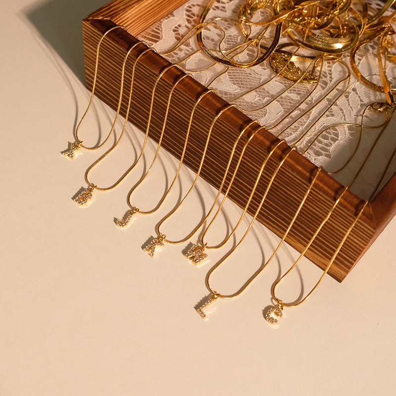 Herringbone Layered Initial Necklace
