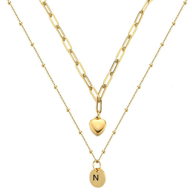 Paperclip Chain Layered Initial Necklace