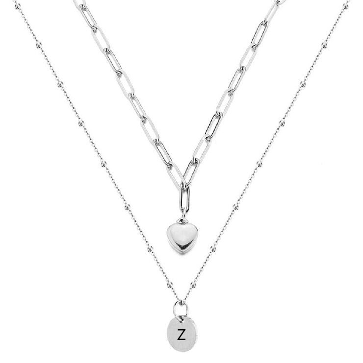 Paperclip Chain Layered Initial Necklace