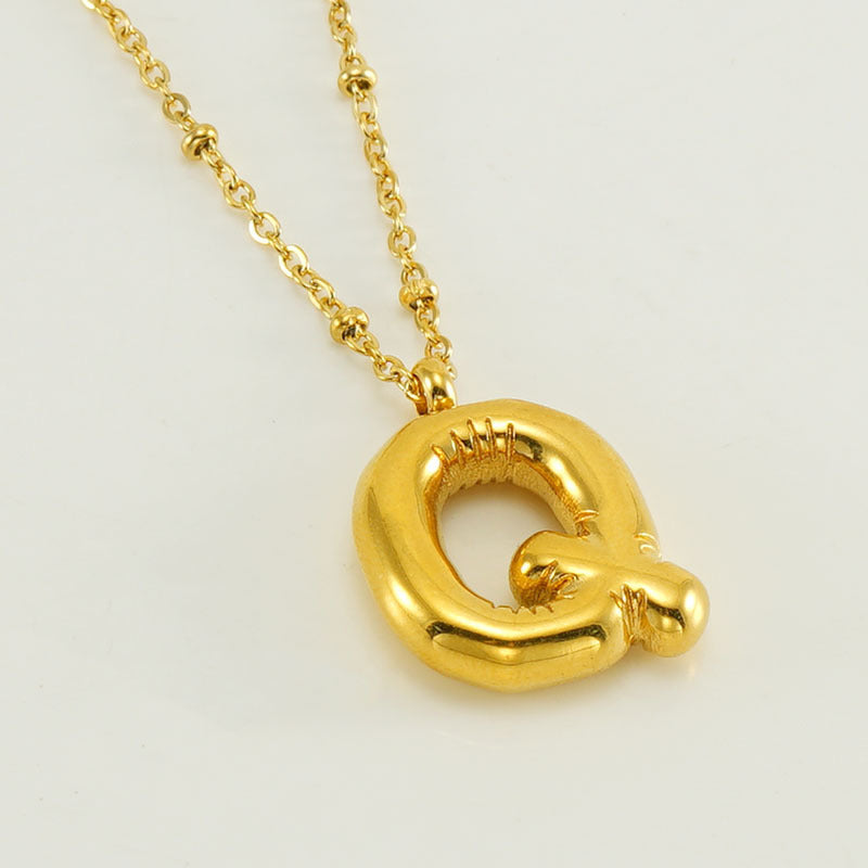 Large Bubble Letter Pendant Necklace
