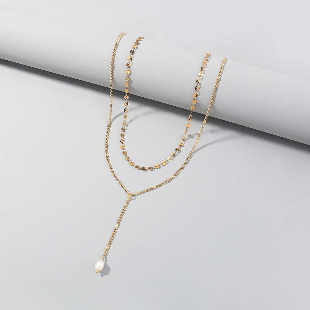 Sequin Pearl Lariat