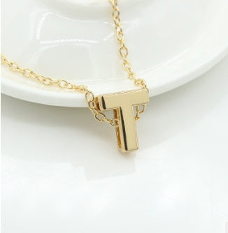 Bulky Block Letter Initial Necklace