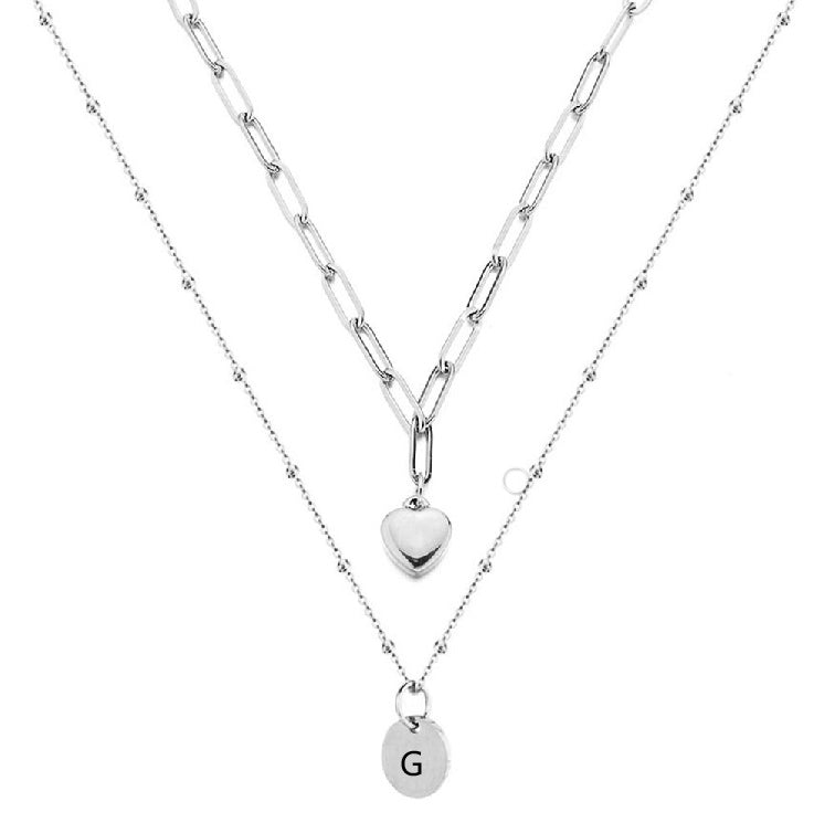 Paperclip Chain Layered Initial Necklace