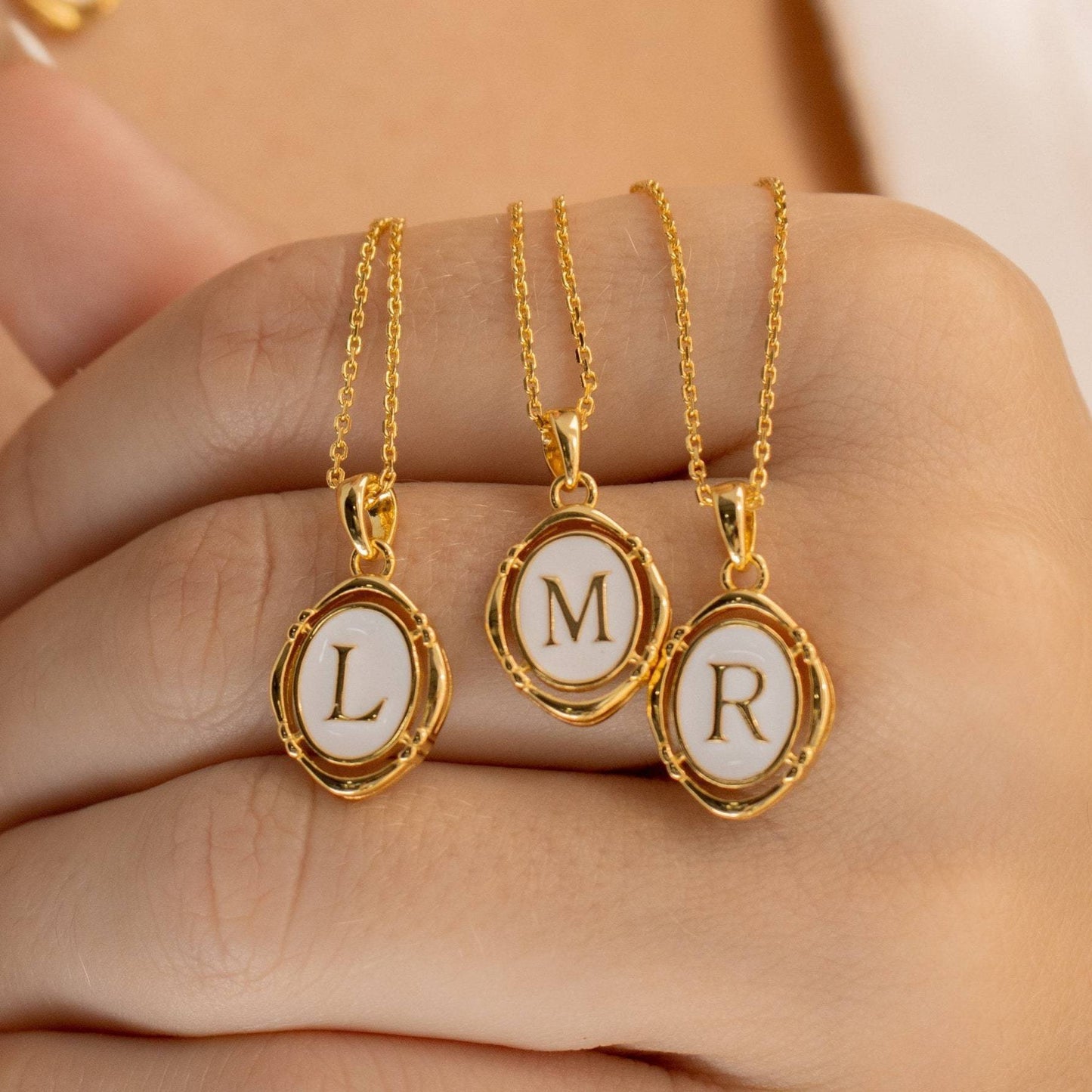 Oval Initial Pendant Necklace