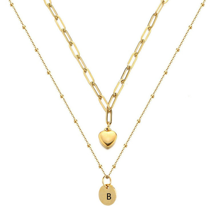 Paperclip Chain Layered Initial Necklace