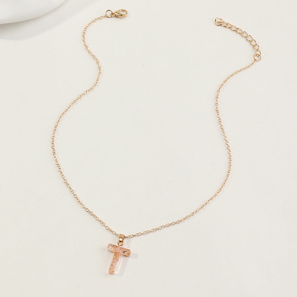 Acrylic Gold Leaf Initial Necklace