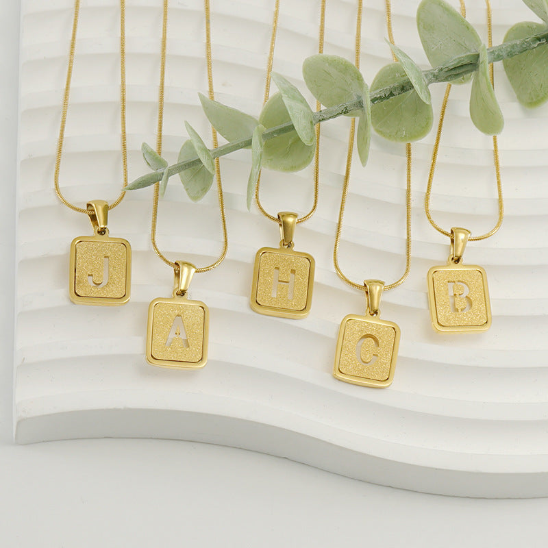 Square Hallow Letter Initial Necklace