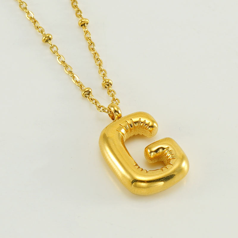 Large Bubble Letter Pendant Necklace