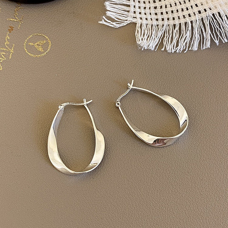 Sterling Silver Ribbon Hoop Earrings - Forge & Form