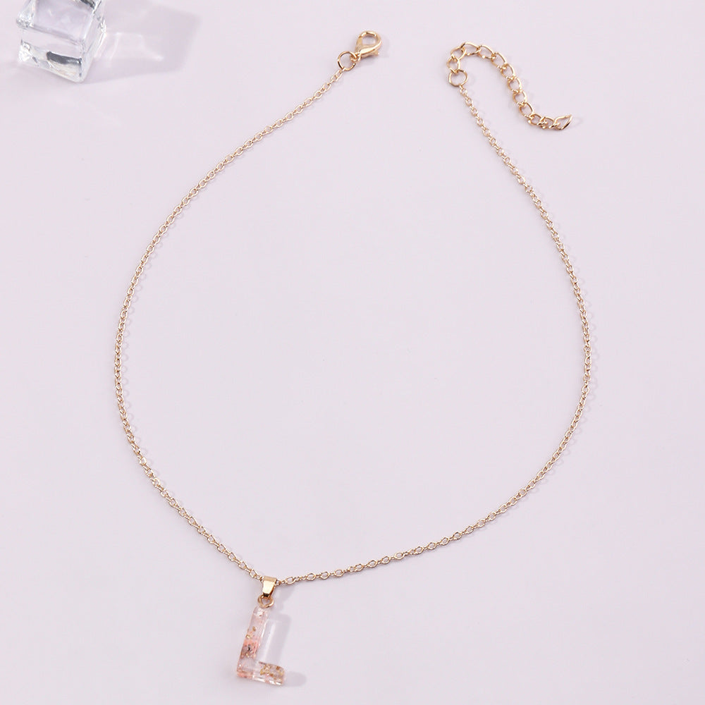 Acrylic Gold Leaf Initial Necklace