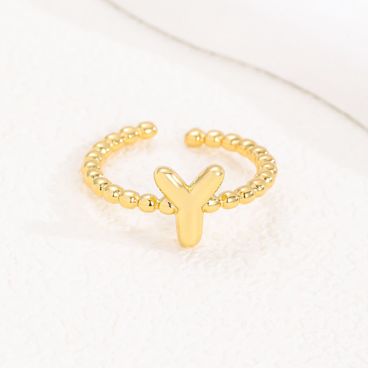 18K Gold Glossy Brass Balloon 26 PCs Letters Ring - Forge & Form
