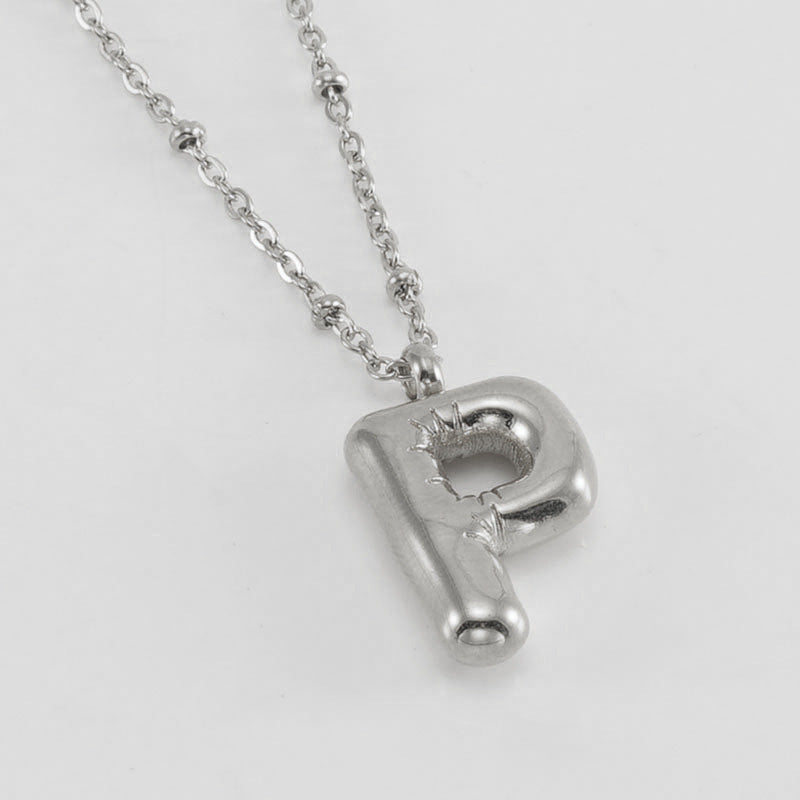 Large Bubble Letter Pendant Necklace