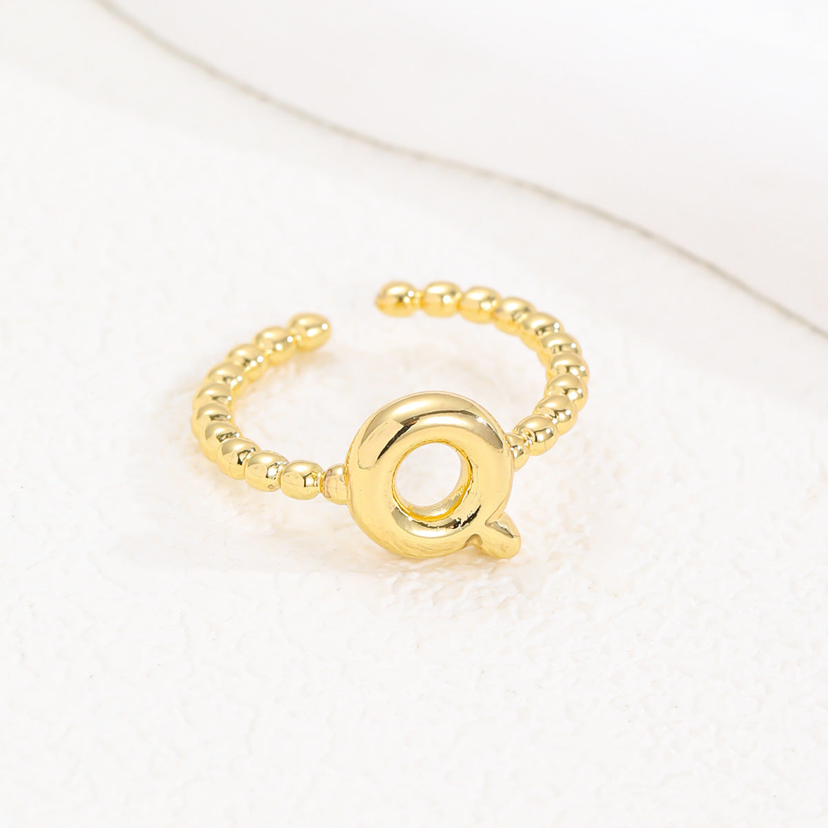 18K Gold Glossy Brass Balloon 26 PCs Letters Ring - Forge & Form