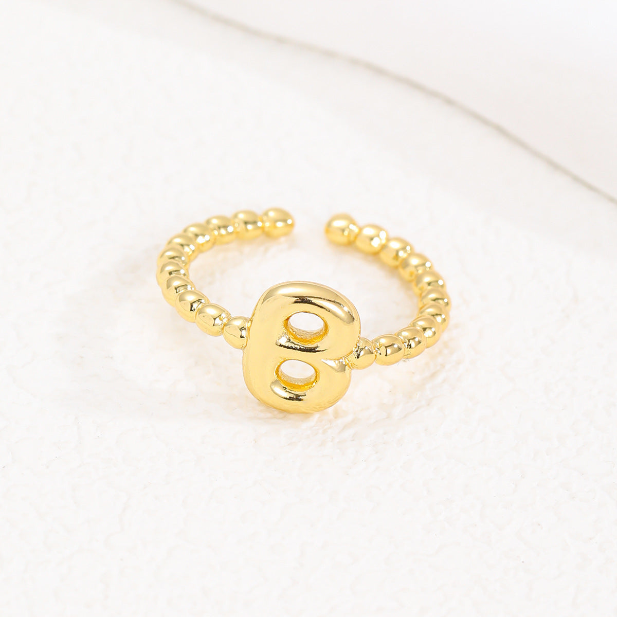 18K Gold Glossy Brass Balloon 26 PCs Letters Ring - Forge & Form