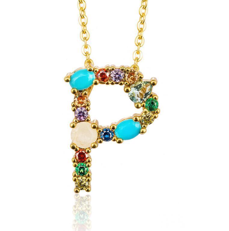 Jeweled Initial Necklace