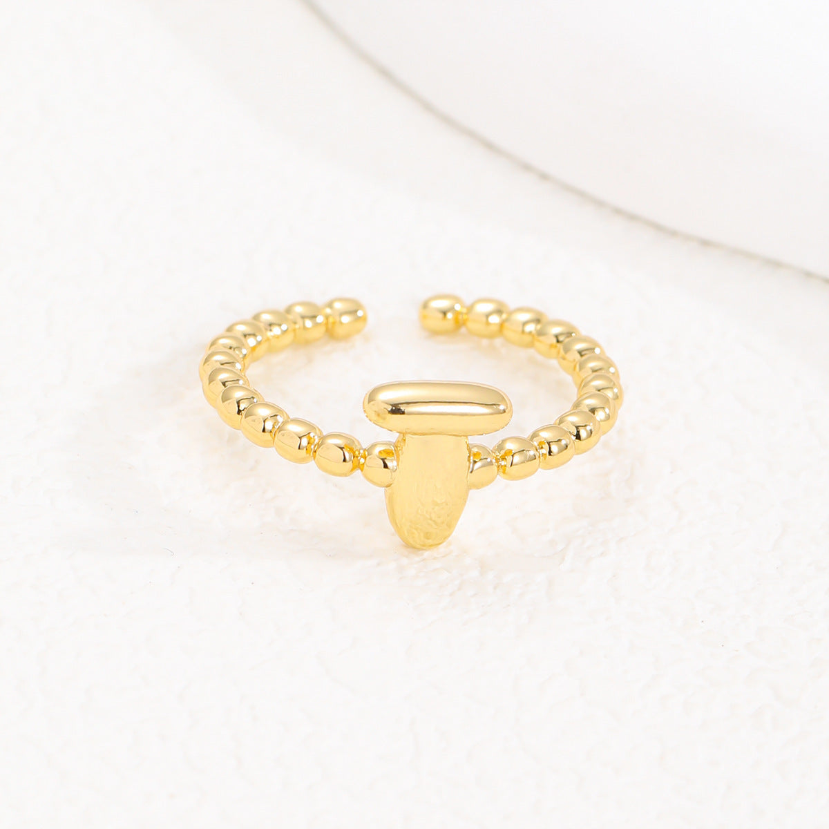 18K Gold Glossy Brass Balloon 26 PCs Letters Ring - Forge & Form